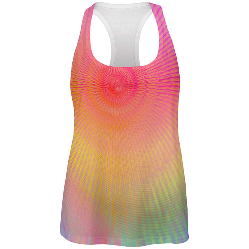 EDM Pastel Unicorn Rainbow Spiral All Over Womens Work Out Tank Top