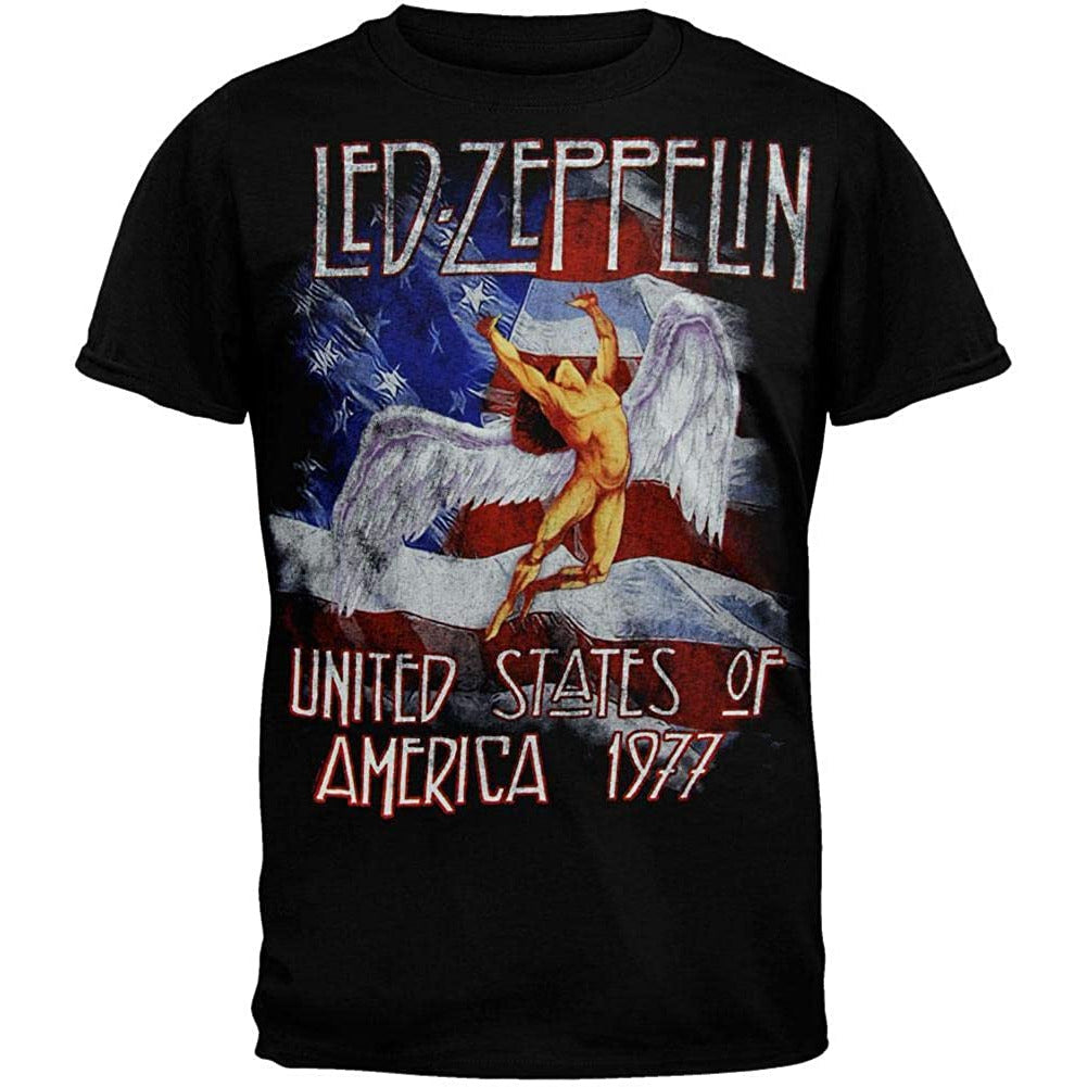 Led Zeppelin - USA 77 Flag Mens T Shirt