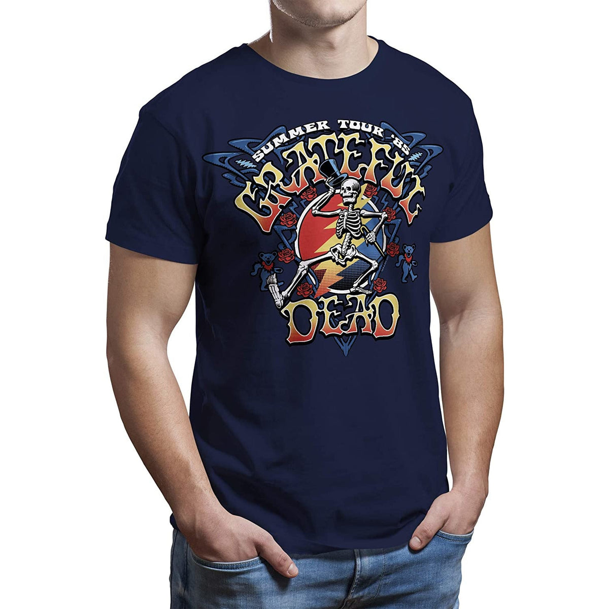 Grateful Dead Summer Tour 85 Strutting Skeleton Mens T Shirt