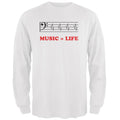 Music=Life Bass Clef White Adult Long Sleeve T-Shirt