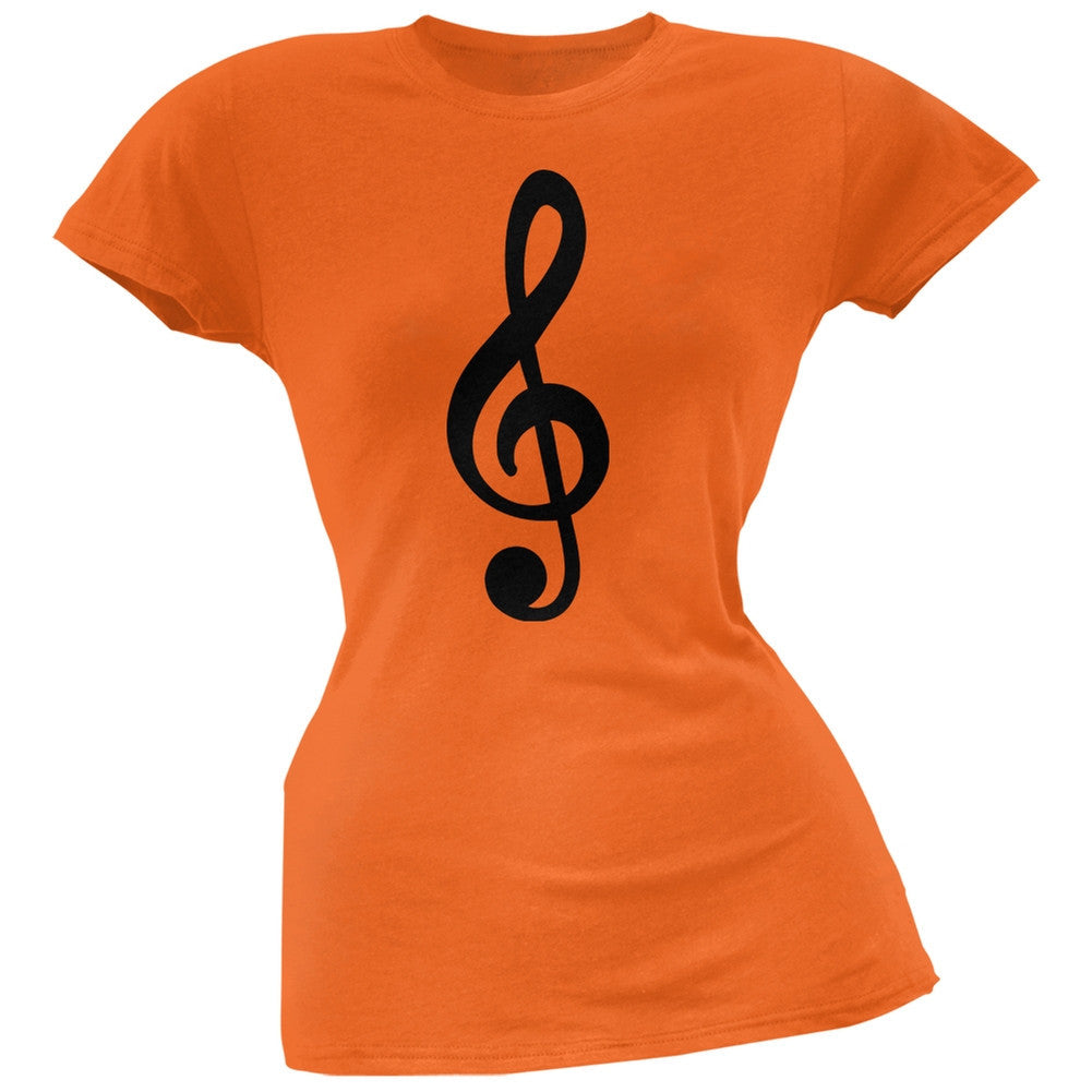 Treble Clef Orange Soft Juniors T-Shirt