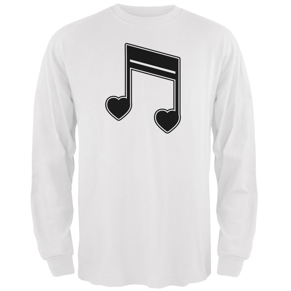 16th Note Hearts White Adult Long Sleeve T-Shirt