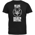 My Cat Listens To Metal Black Adult T-Shirt