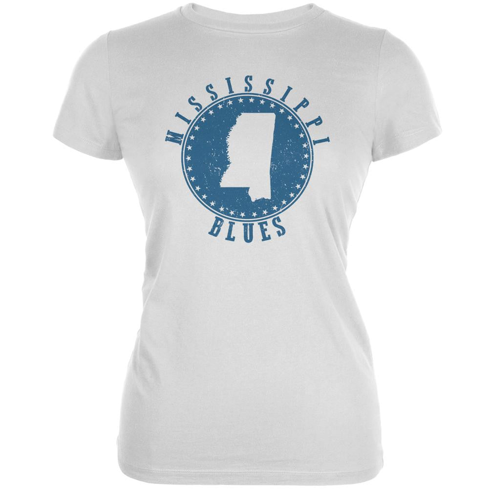 Mississippi Blues White Juniors Soft T-Shirt