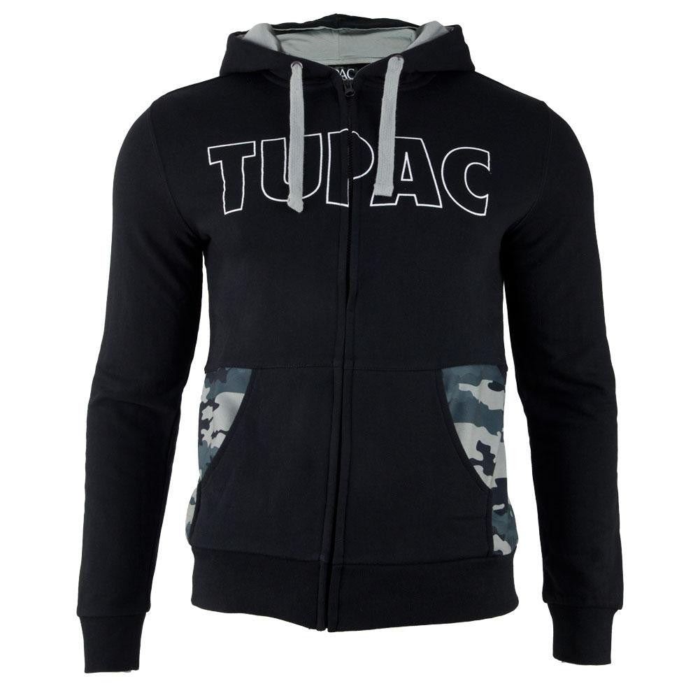 Tupac - Block Letters Camo Adult Zip-Up Hoodie