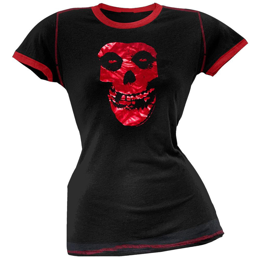 Misfits - Red Foil Skull Juniors Ringer T-Shirt