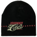 Johnny Cash - Flaming Logo Spades Black Knit Hat Beanie