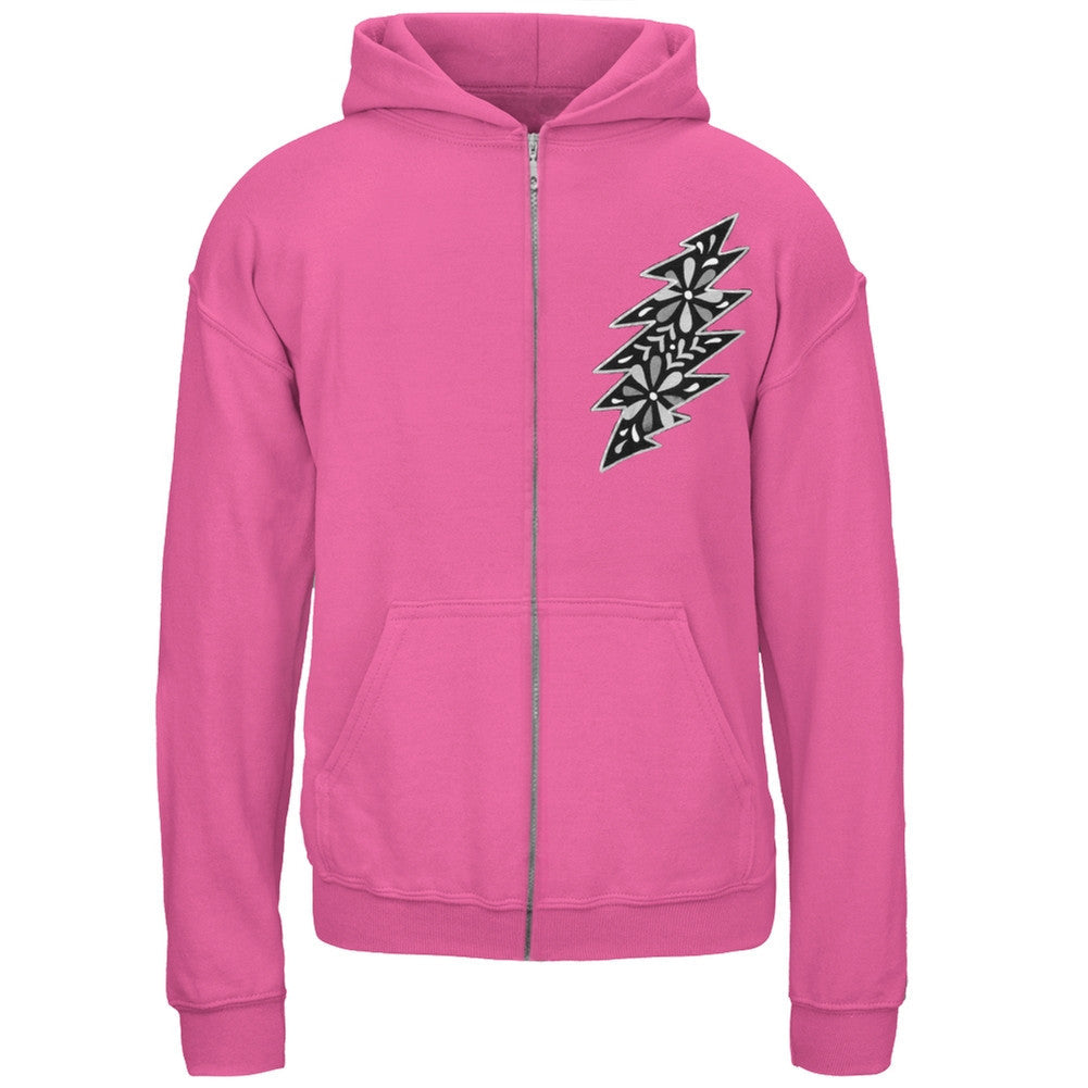 Grateful Dead - Black & White Calaveras Pink Youth Zip Hoodie