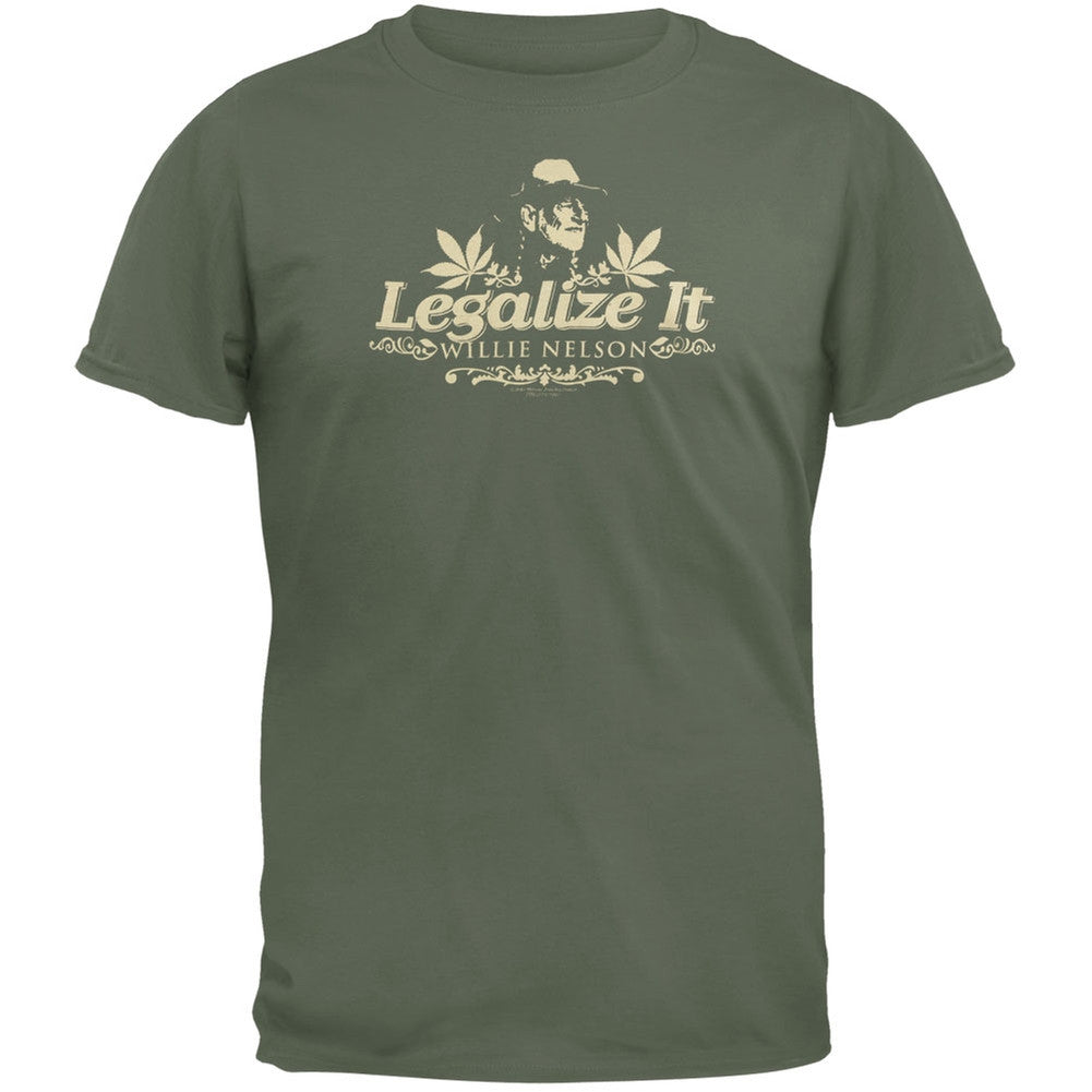 Willie Nelson - Legalize It Olive T-Shirt