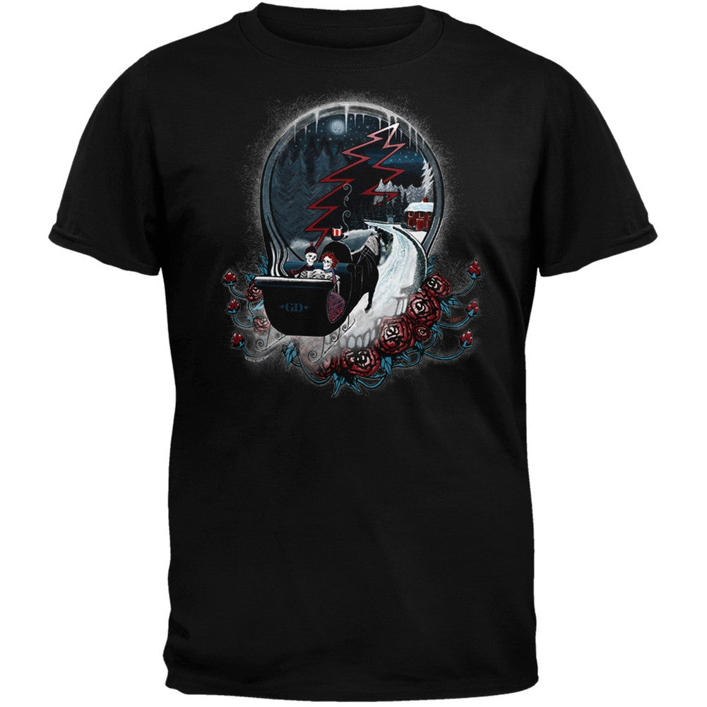 Grateful Dead - Christmas Winter Skeleton Sleigh Steal Your Face  Mens T-Shirt