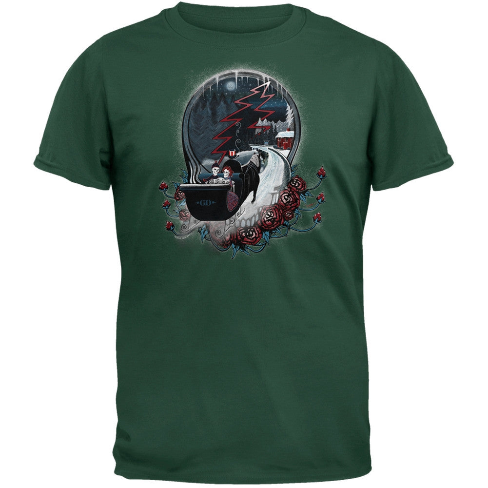 Grateful Dead - Christmas Winter Skeleton Sleigh Steal Your Face T-Shirt