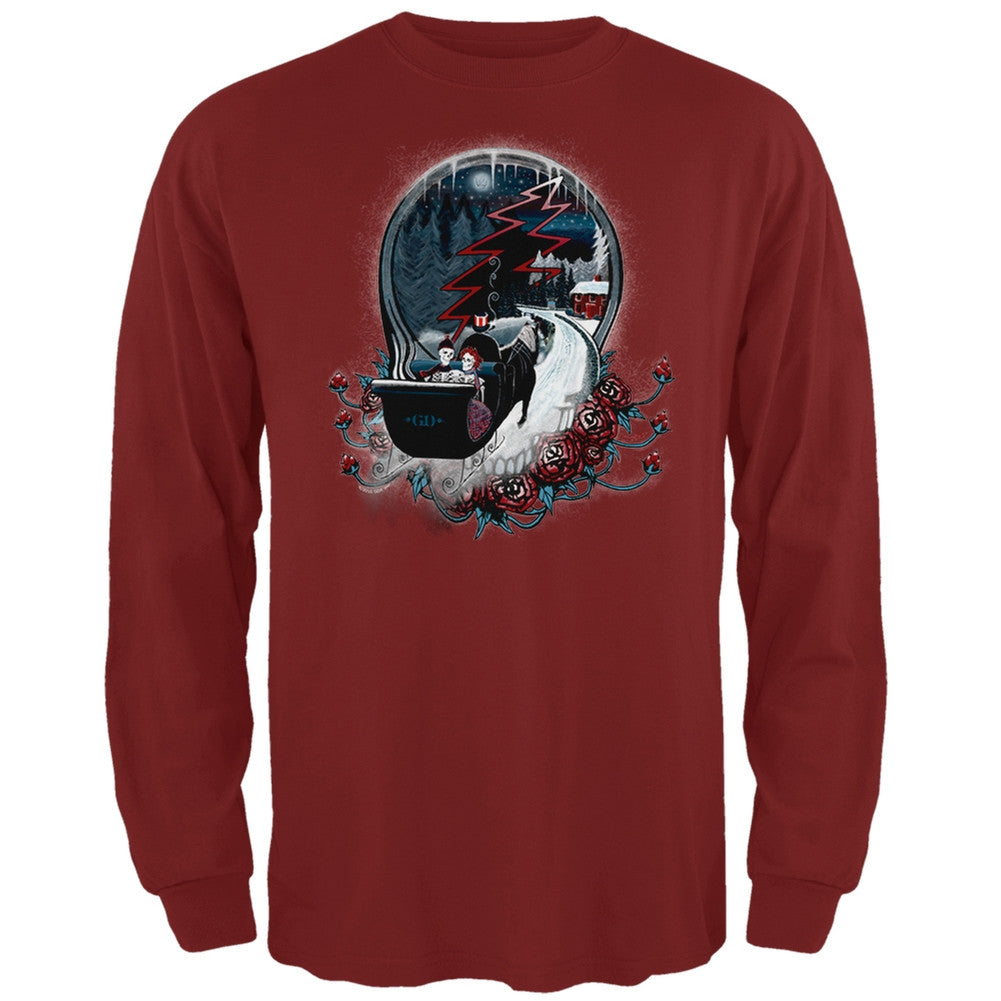 Grateful Dead - Christmas Winter Skeleton Sleigh Steal Your Face Long Sleeve T-Shirt