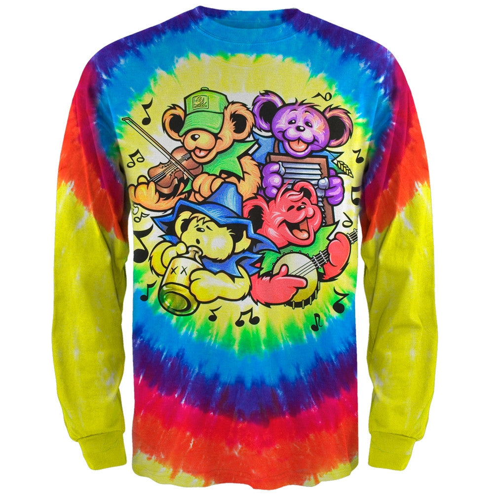 Grateful Dead Dancing Bear Jamboree Tie Dye Mens Long Sleeve T Shirt