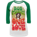 Bob Marley One Love 1977 Juniors Raglan T Shirt