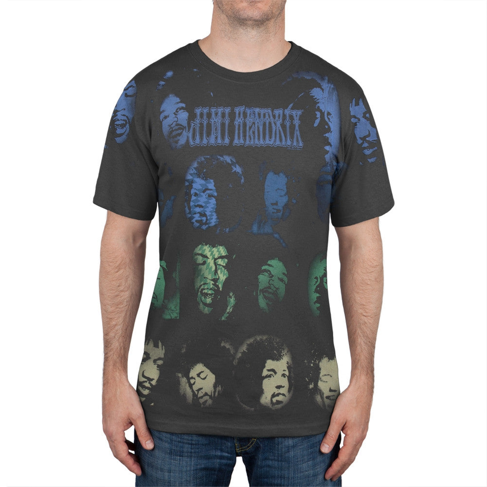 Jimi Hendrix - Spraypaint Faces All-Over Soft T-Shirt