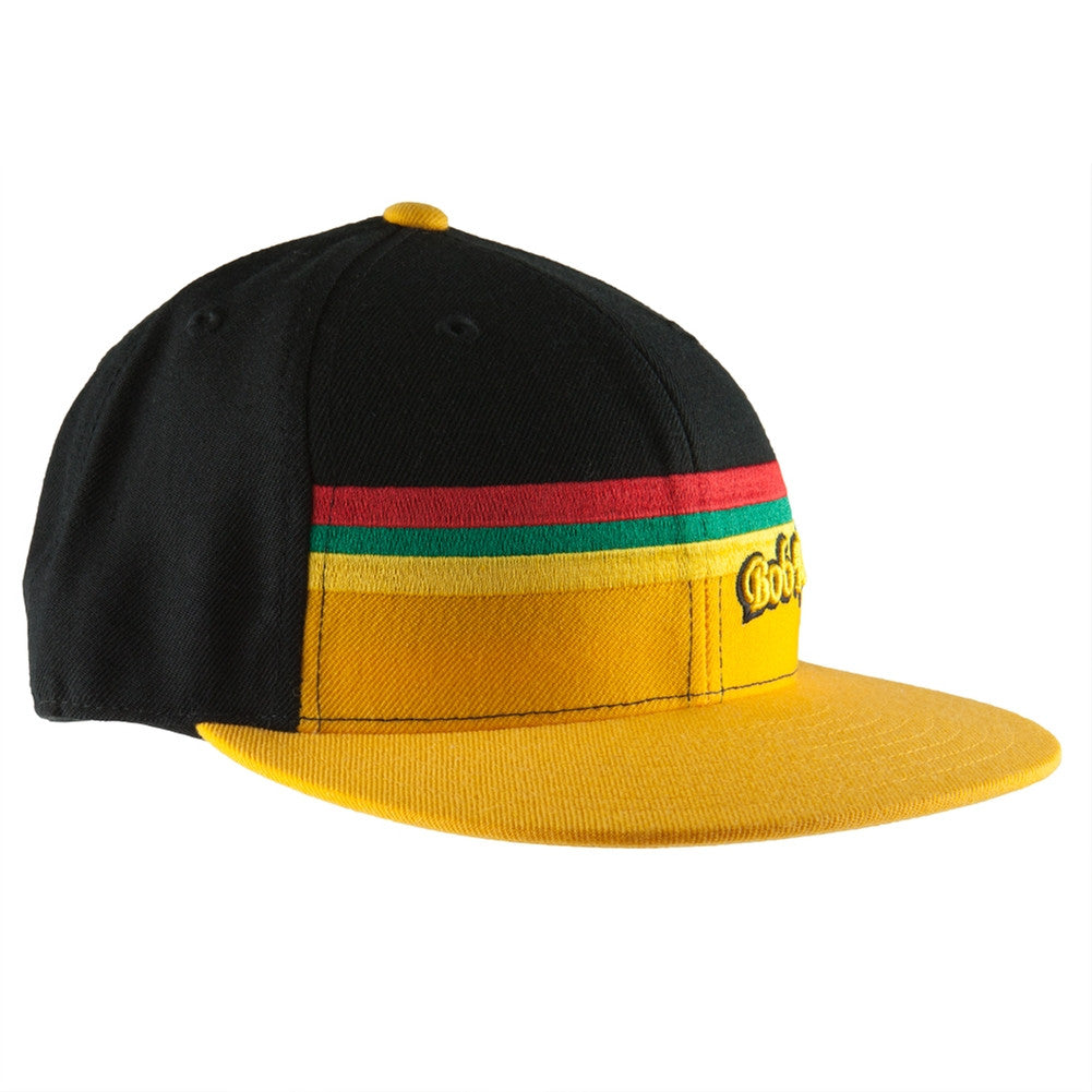 Bob Marley - Yellow Rasta Stripe Fitted Baseball Cap