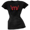 Metal Emoticon Black Juniors Soft T-Shirt