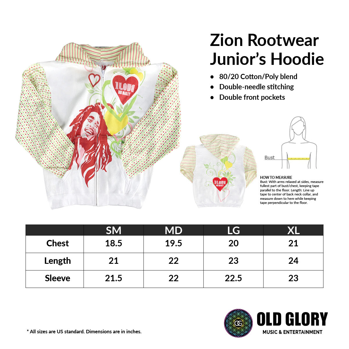 Bob Marley Love Juniors Zip Hoodie